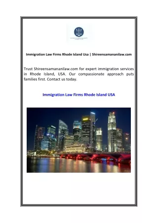 Immigration Law Firms Rhode Island Usa | Shireensamananilaw.com