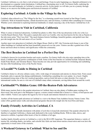 carlsbad california is a city that is rich