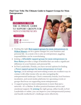 Find Your Tribe The Ultimate Guide to Support Groups for Mom Entrepreneurs