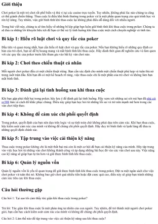 Bí Kíp Giúp Bạn Luôn Giữ Bình Tĩnh Khi Thua Cuộc Trong Poker