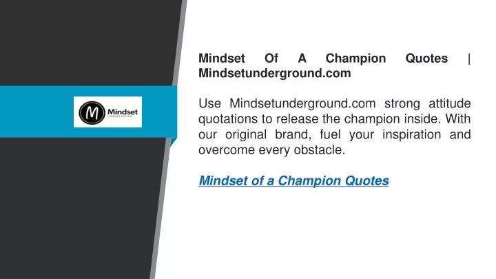 mindset of a champion quotes mindsetunderground