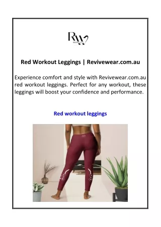 Red Workout Leggings | Revivewear.com.au