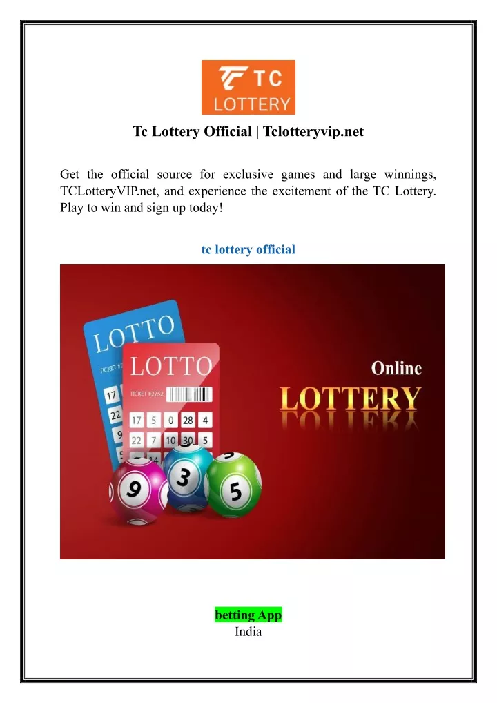 tc lottery official tclotteryvip net