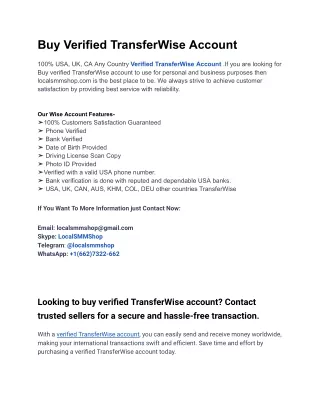 5 Brilliant Ways To Use Buy Verified Transferwise Account