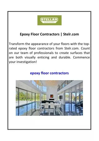 Epoxy Floor Contractors | Stelr.com