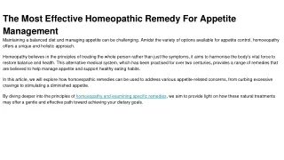 The Most Effective Homeopathic Remedy For Appetite ManagementUntitled presentation