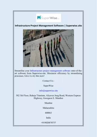Infrastructure Project Management Software  Superwise.site