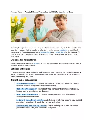 memory care vs assisted living finding the right