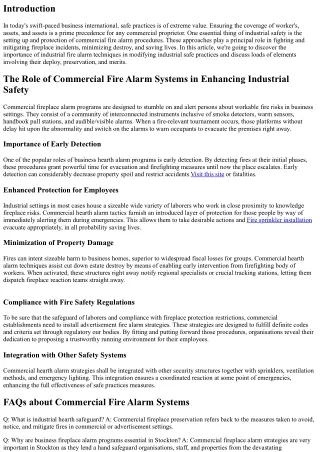 The Role of Commercial Fire Alarm Systems in Enhancing Industrial Safety