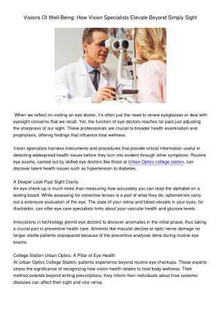 visions of well being how vision specialists