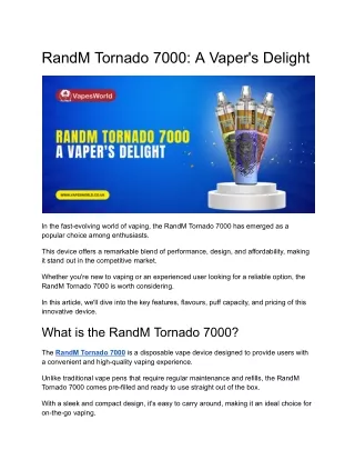 RandM Tornado 7000_ A Vaper's Delight