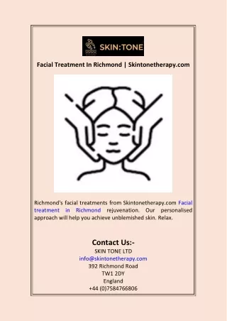 Facial Treatment In Richmond  Skintonetherapy.com