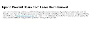 Tips to Prevent Scars from Laser Hair Removal