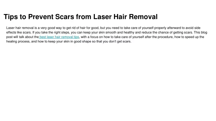 tips to prevent scars from laser hair removal