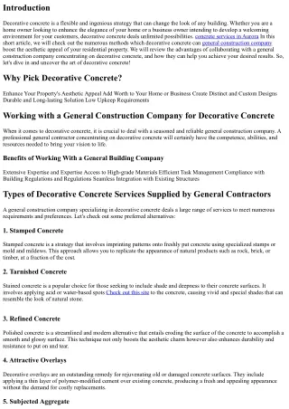 The Art of Decorative Concrete: Raise the Aesthetic Allure of Your Residential o