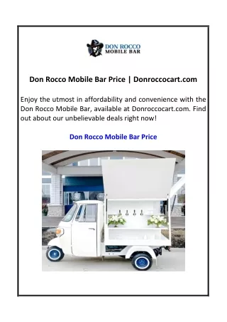 Don Rocco Mobile Bar Price | Donroccocart.com