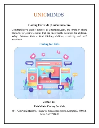 Coding For Kids  Unicminds