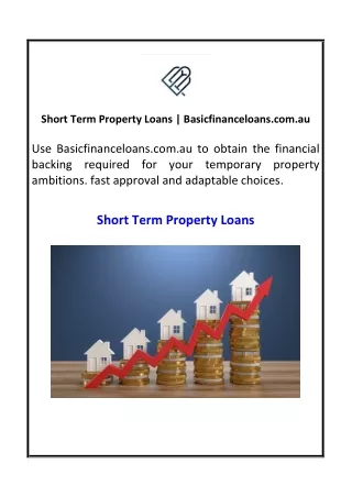 Short Term Property Loans | Basicfinanceloans.com.au