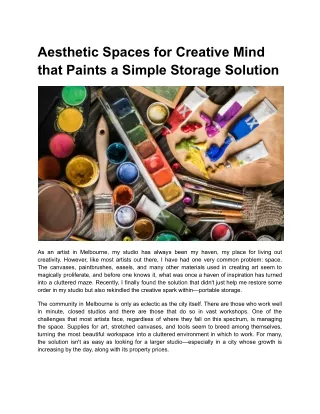 Aesthetic Spaces for Creative Mind that Paints a Simple Storage Solution