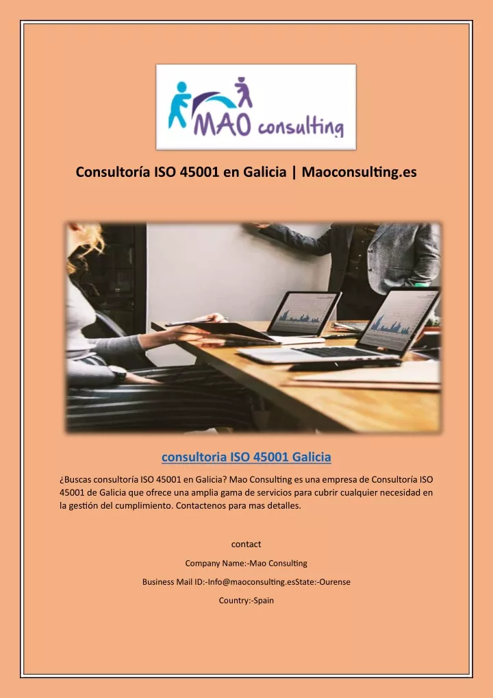 consultor a iso 45001 en galicia maoconsulting es