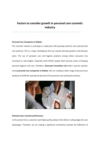 Factors to consider growth in personal care cosmetic industry