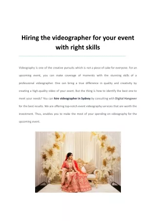 Hiring the videographer for your event with right skills