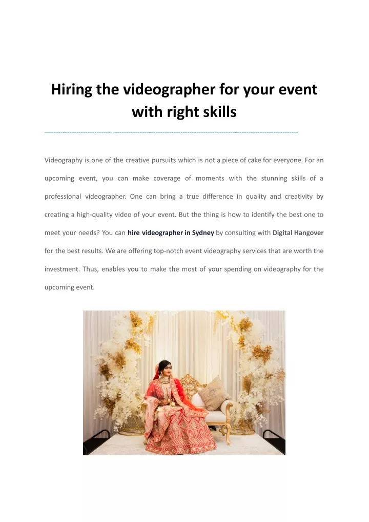 hiring the videographer for your event with right