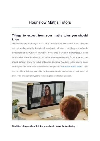 Hounslow Maths Tutors