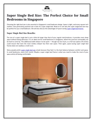 Super Single Bed Size- The Perfect Choice for Small Bedrooms in Singapore