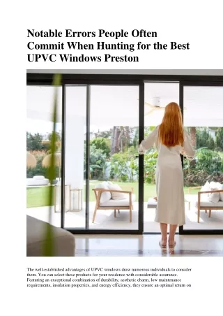 Notable Errors People Often Commit When Hunting for the Best UPVC Windows Preston