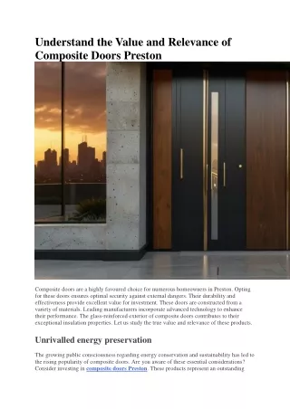 Understand the Value and Relevance of Composite Doors Preston