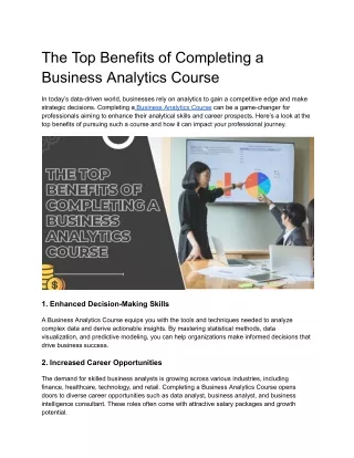 The Top Benefits of Completing a Business Analytics Course