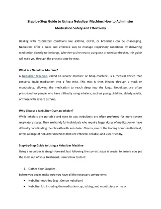 step by step guide to using a nebulizer machine