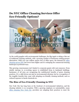 Do NYC Office Cleaning Services Offer Eco-Friendly Options?