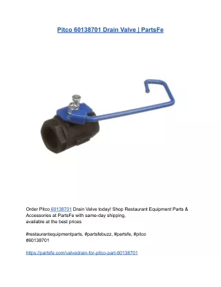 Pitco 60138701 Drain Valve _ PartsFe