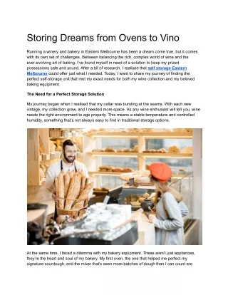 From Ovens to Vino My Self-Storage Journey