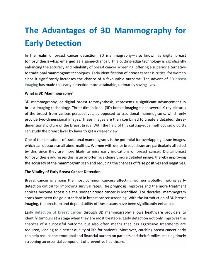 the advantages of 3d mammography for early