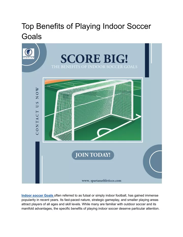 top benefits of playing indoor soccer goals