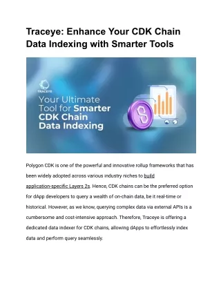Traceye Enhance Your CDK Chain Data Indexing with Smarter Tools