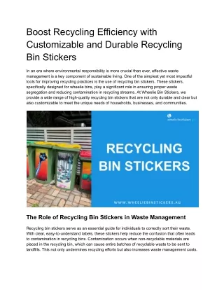 Recycling bin stickers