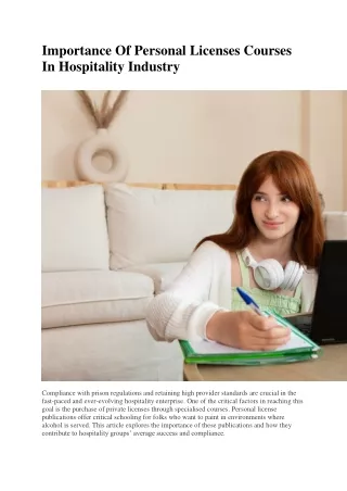 Importance Of Personal Licenses Courses In Hospitality Industry