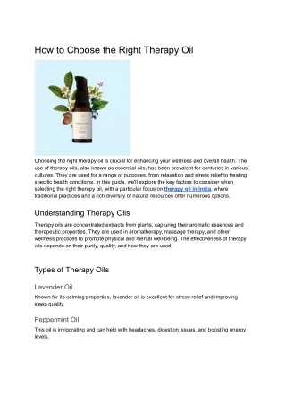 How to Choose the Right Therapy Oil