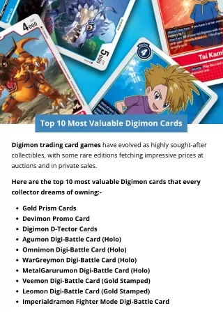 Top 10 Most Valuable Digimon Cards