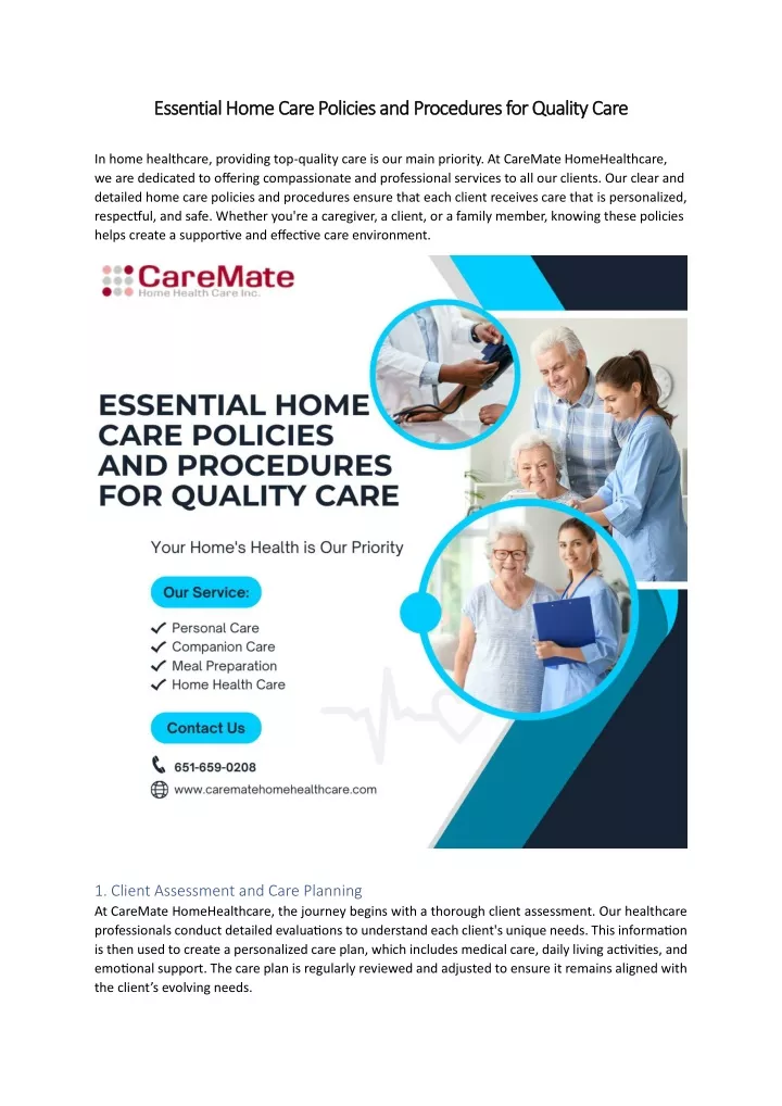 essential home care policies and procedures