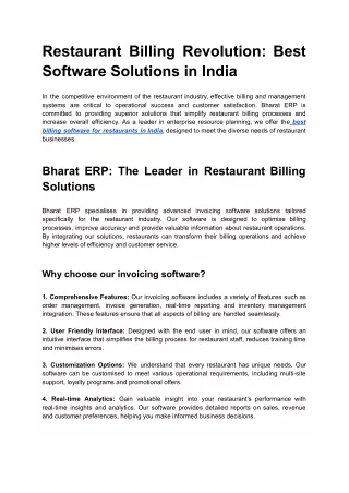 Restaurant Billing Revolution Best Software Solutions in India