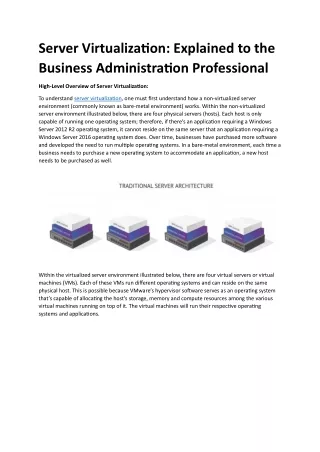 Server Virtualization Explained to the Business Administration Professional