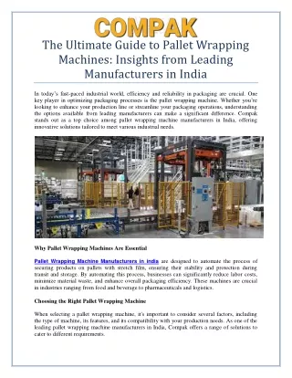 Pallet Wrapping Machines: Insights from Leading Manufacturers in India