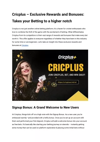 Cricplus – Exclusive Rewards and Bonuses_ Takes your Betting to a higher notch (1)