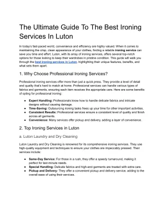 Best Ironing Services In Luton