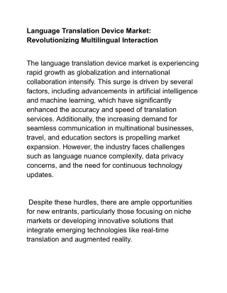 Language Translation Device Market: Unlocking New Opportunities in Global Trade